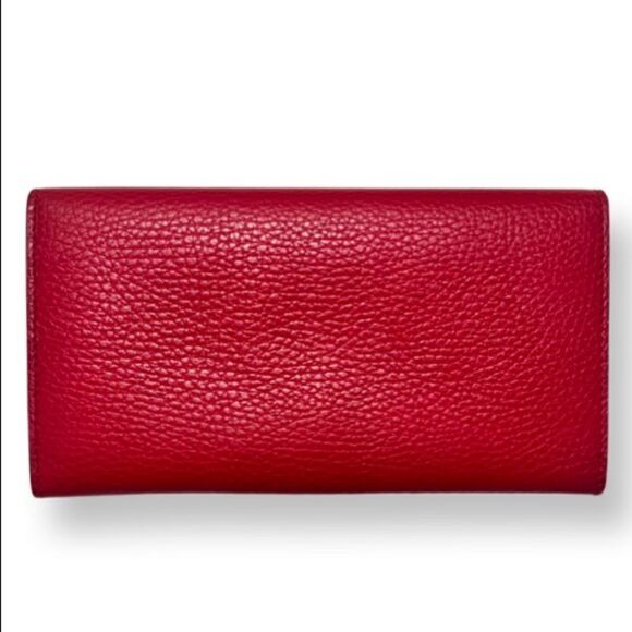 NEW Gucci Red Interlocking GG Pebbled Leather Long Continental Wallet - Picture 2 of 15